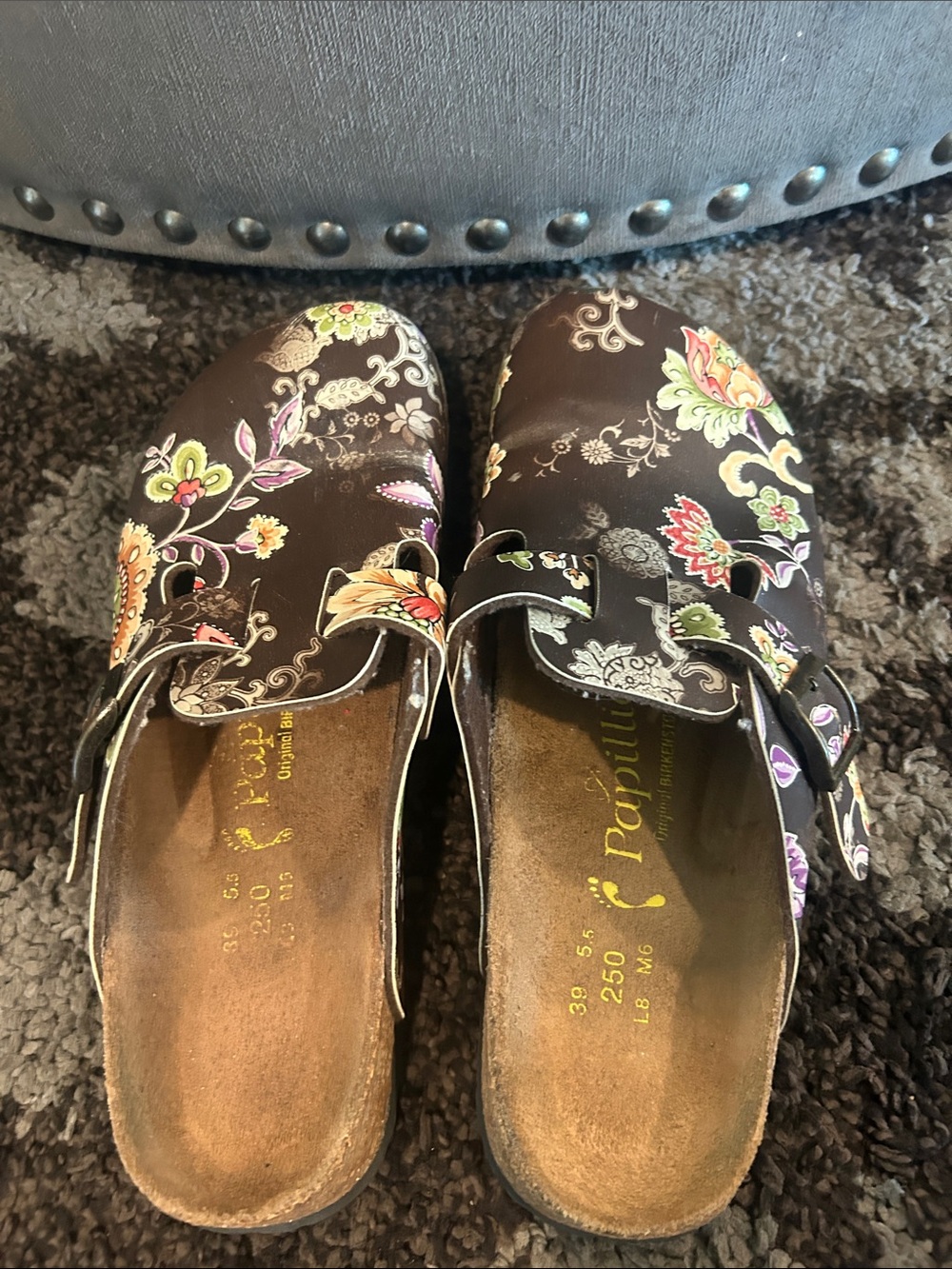 Papillio Brown Floral-Print Slip-On Clogs